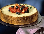 Whole Cheesecake with Strawberries and Blueberries