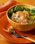 A Serving of Rice Salad with Shrimp and Oranges