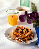 Waffles with Maple Syrup and Fruit
