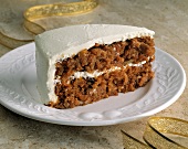 A Slice of Carrot Cake with Cream Cheese Frosting