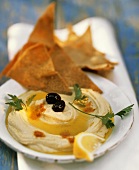 Hummus with Olive Oil for an Appetizer