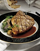 Veal Chop with Potatoes and Greens