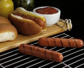 Hot Dogs on Grill and in Bun