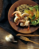 Spicy Sauteed Shrimp with Rice and Citrus Salad