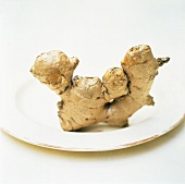 Fresh Ginger Root on a Plate