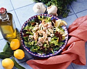 Mesclun Salad Topped with Seafood