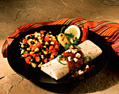 Burrito with Corn, Tomato and Black Bean Salad