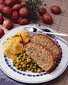 Two Slices of Meat Loaf with Scalloped Potatoes