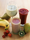 Three different fruit smoothies
