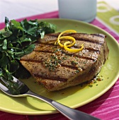 Grilled Tuna with Watercress Parsley Salad