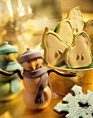 Marzipan Snowmen with Pear and Snowflake Cookies