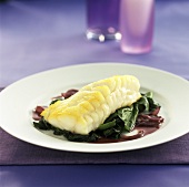 Baked Cod on a Bed of Spinach and Red Onion