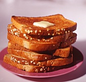 A Stack of Toasted Whole Grain Bread