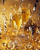 Two Glasses of Champagne with Decorations from Above