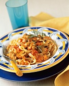 Pasta with Tomato Sauce and Fresh Mushrooms