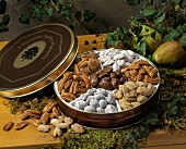 Assorted Pecans in a Tin