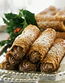 Rolled Crepes with Chocolate Filling