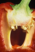 Close Up of a Halved Red Bell Pepper