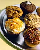 Assorted muffins on plate
