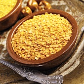 Indian Masoor Dal in a Stoneware Bowl