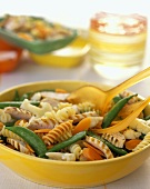 Pasta Salad with Grilled Chicken, Snap Peas and Carrots