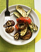 Grilled Vegetables on a Plate and on a Fork
