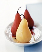 Poached Pears in Red and White Wine
