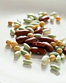 Assorted Dried Beans on a White Surface
