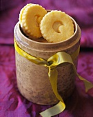 Lemon Cookies in a Jar with a Ribbon