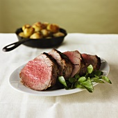 Sliced Tenderloin on a White Plate