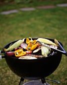 Vegetables on the Grill with Tongs