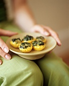 Baked Pattypan Squash with Cheese and Basil Filling