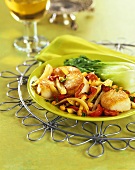 Scallop Stir Fry with Red Peppers and Baby Bok Choy