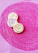 Sweets for Valentine's Day (Love Hearts) on pink cloth