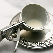 Old ice cream scoop on pewter plate