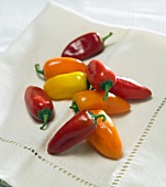 Colorful Peppers on a White Napkin