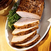 Roast pork with maple syrup and mustard glaze