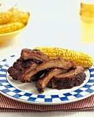 Barbecued Spare Ribs with Corn on the Cob
