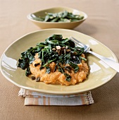 Pumpkin Couscous Topped with Spinach and Pumpkin Seeds