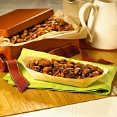 Sweet and Salty Mixed Nuts in a Wooden Bowl