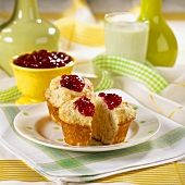 Muffins Topped with Strawberry Jam