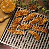 Barbecuing Chicken Breasts with Peanut Sauce