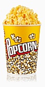 A large bucket of popcorn