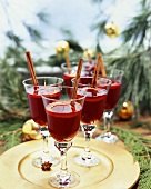 Mulled Wine in Stem Glasses for the Holidays