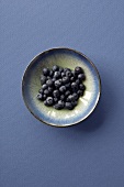 Fresh Blueberries in a Glazed Bowl from Overhead