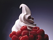 Soft serve raspberry ice cream