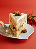 A Slice of Apple Walnut Cake with Vanilla Frosting
