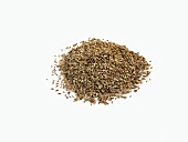 Small Pile of Dill Seed on White Background