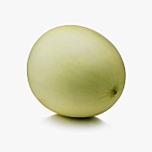 Single Whole Honeydew Melon on White Background