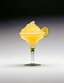 Glass of Frozen Margarita with Slice of Lime